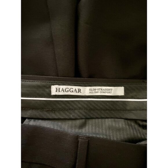 Haggar Slim Straight All Day Comfort Black Polyester Pants Men's Size 34 x 32 - Picture 5 of 6
